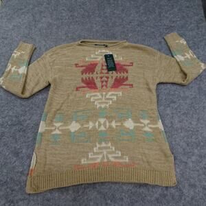Ralph Lauren Sweater Womens‎ Petite Large Crew Neck Southwestern Linen Cotton K